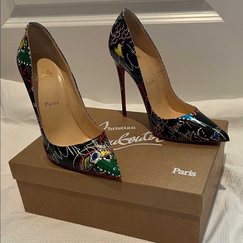 Christian Louboutin Black and Multicolor Heels